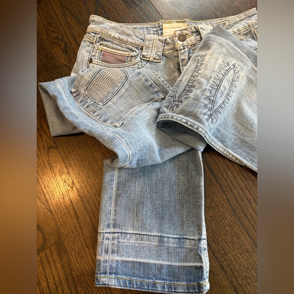 Taverniti So Jeans “Cynthia” Distressed Patchwork Jeans Size 28 Light Wash - Picture 3 of 6